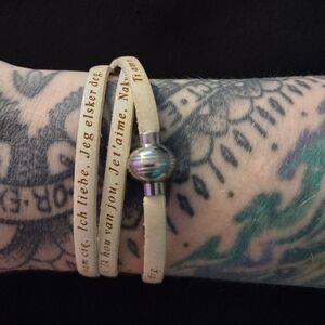 Italian Leather I Love You Wrap Bracelet with Magnetic Closure